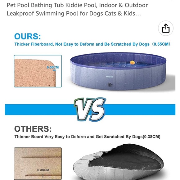 Foldable Dog Pool with Pool Cover, 63” Portable Dog Pet Pool Bathing Tub - Picture 3 of 4